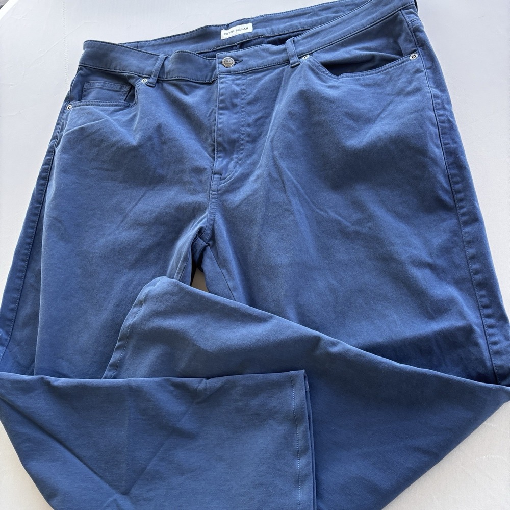 Peter Millar Signature Sateen Classic Fit Pants‎ Mens 40x29 Blue Stretch Chinos